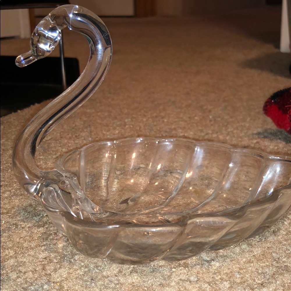 Glass Swan Candy Dish
